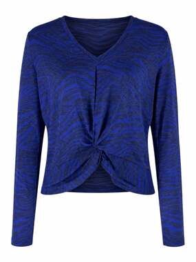 David Lerner Tiffany V Neck Knotted Top Animal Print Blue Size XS